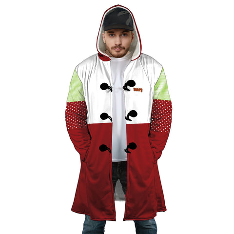 Image of Personalized Hooded Cloak Coat, Red White Snowman Christmas Color Block Hooded Cloak Coats