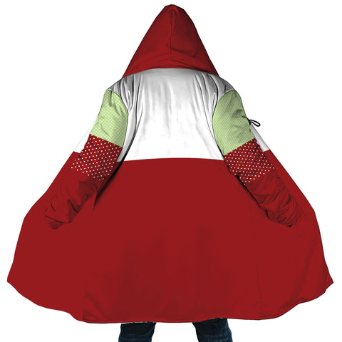 Image of Personalized Hooded Cloak Coat, Red White Snowman Christmas Color Block Hooded Cloak Coats