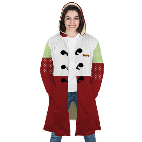 Image of Personalized Hooded Cloak Coat, Red White Snowman Christmas Color Block Hooded Cloak Coats