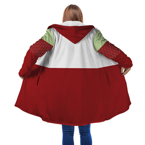 Image of Personalized Hooded Cloak Coat, Red White Snowman Christmas Color Block Hooded Cloak Coats