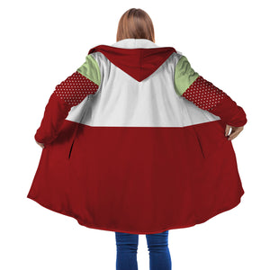 Personalized Hooded Cloak Coat, Red White Snowman Christmas Color Block Hooded Cloak Coats