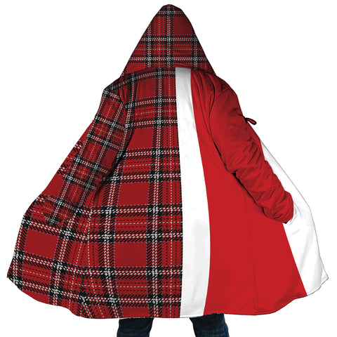 Image of Personalized Hooded Cloak Coat, Red Buffalo Plaid Christmas Color Block Hooded Cloak Coats