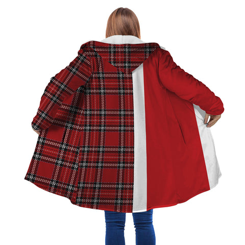 Image of Personalized Hooded Cloak Coat, Red Buffalo Plaid Christmas Color Block Hooded Cloak Coats