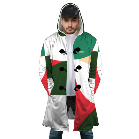 Image of Personalized Hooded Cloak Coat, Christmas Geometric Shapes Color Block Hooded Cloak Coats