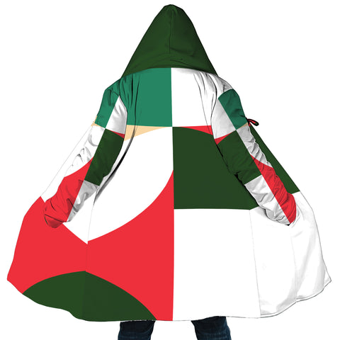 Image of Personalized Hooded Cloak Coat, Christmas Geometric Shapes Color Block Hooded Cloak Coats