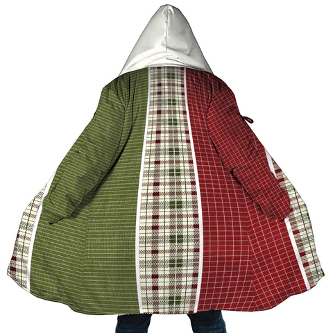 Image of Personalized Hooded Cloak Coat, Christmas Buffalo Plaid Color Block Hooded Cloak Coats