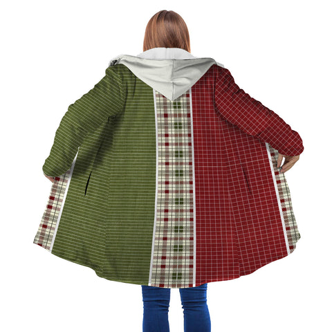 Image of Personalized Hooded Cloak Coat, Christmas Buffalo Plaid Color Block Hooded Cloak Coats