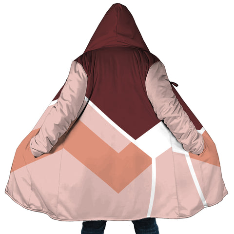 Image of Personalized Hooded Cloak Coat, Christmas Red Geometric Color Block Hooded Cloak Coats