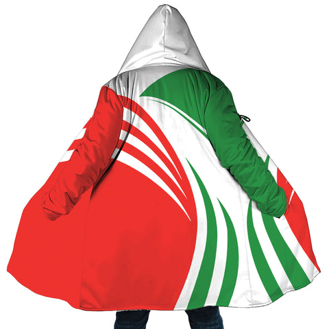 Image of Personalized Hooded Cloak Coat, Green White Red Italian Flag Color Block Hooded Cloak Coats