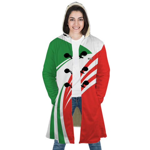 Image of Personalized Hooded Cloak Coat, Green White Red Italian Flag Color Block Hooded Cloak Coats