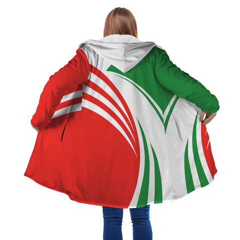 Image of Personalized Hooded Cloak Coat, Green White Red Italian Flag Color Block Hooded Cloak Coats