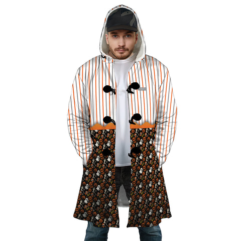 Image of Personalized Hooded Cloak Coat, Halloween Boo Ghost Pattern Hooded Cloak Coats