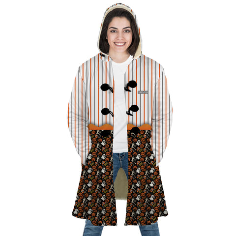 Image of Personalized Hooded Cloak Coat, Halloween Boo Ghost Pattern Hooded Cloak Coats