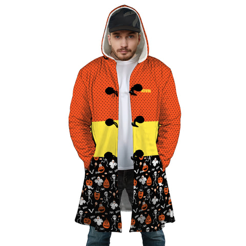 Image of Personalized Hooded Cloak Coat, Halloween Trick Or Treat Pattern Hooded Cloak Coats