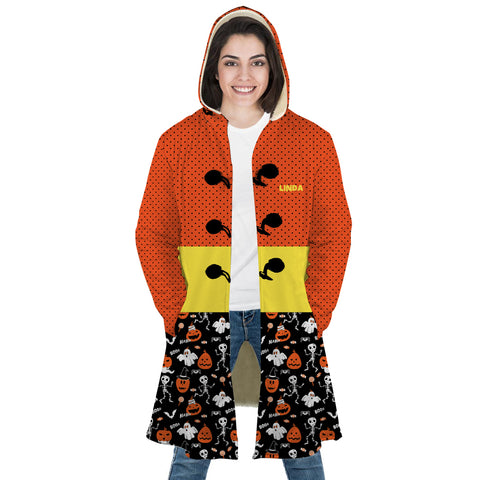 Image of Personalized Hooded Cloak Coat, Halloween Trick Or Treat Pattern Hooded Cloak Coats