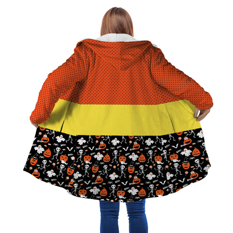 Image of Personalized Hooded Cloak Coat, Halloween Trick Or Treat Pattern Hooded Cloak Coats