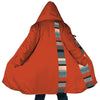 Personalized Hooded Cloak Coat, Orange Halloween Pattern Patchwork Hooded Cloak Coats