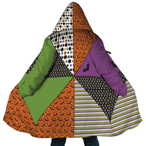 Image of Personalized Hooded Cloak Coat, Halloween Pattern Witch Hat Hooded Cloak Coats