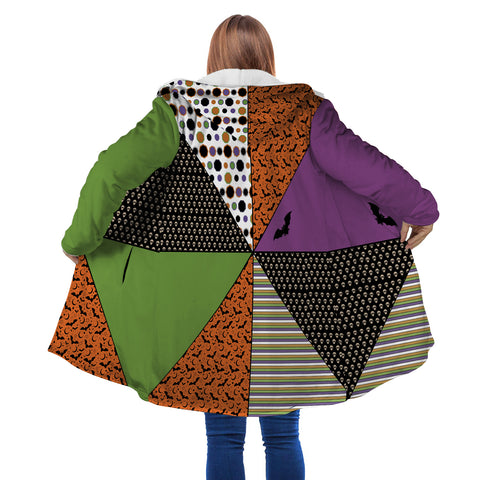 Image of Personalized Hooded Cloak Coat, Halloween Pattern Witch Hat Hooded Cloak Coats