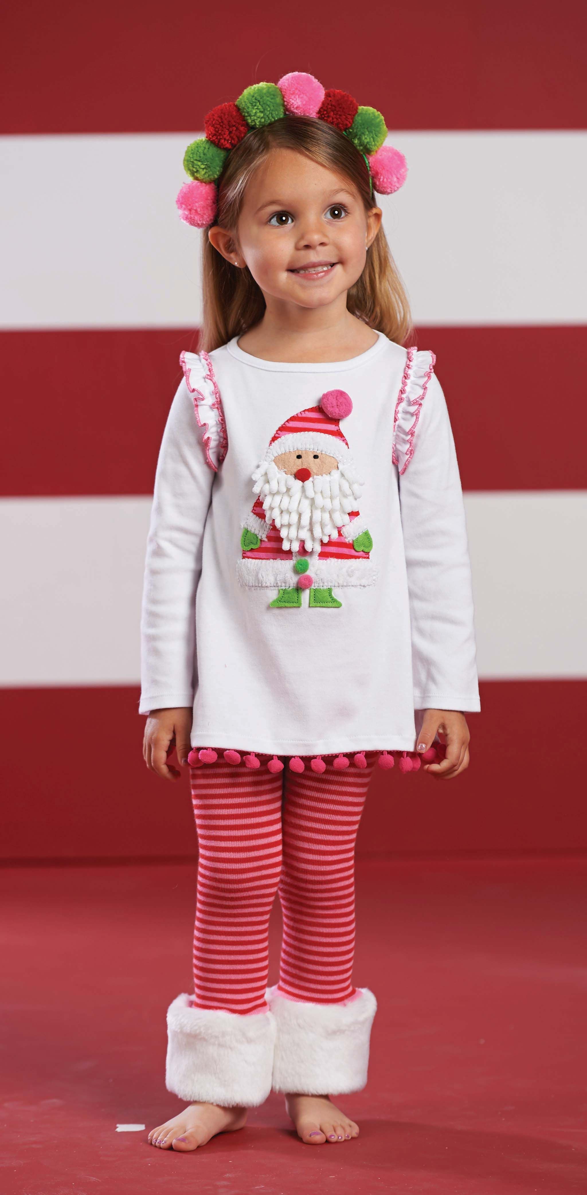 Mud Pie Baby Girls Christmas Holdiday Santa Tunic Fur Legging Set