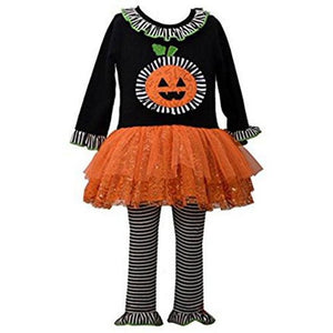 Bonnie Jean Little Girl's Halloween Pumpkin Tutu Set 2pcs
