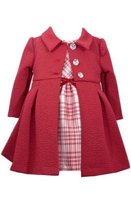 Bonnie Jean Little Girls Christmas Red Houndstooth Coat And Dress Set