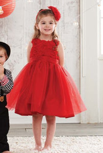 Mud Pie Baby Girls' Red Rosette Party Dress