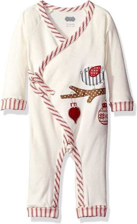 Mud Pie Baby Girl Christmas Holiday Bird Kimono One Piece Crawler