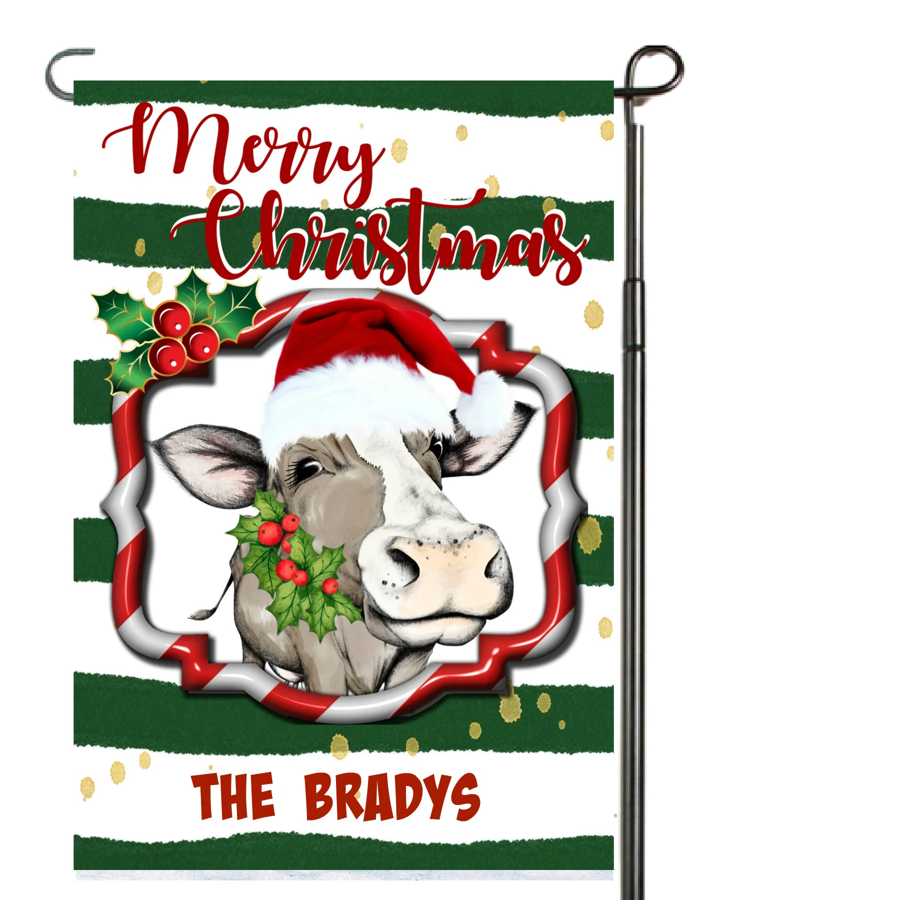 Personalized Christmas Flag, Custom Double Side Cow Christmas Flag, Christmas Farmhouse Garden Flag, House Flag, Christmas Gift