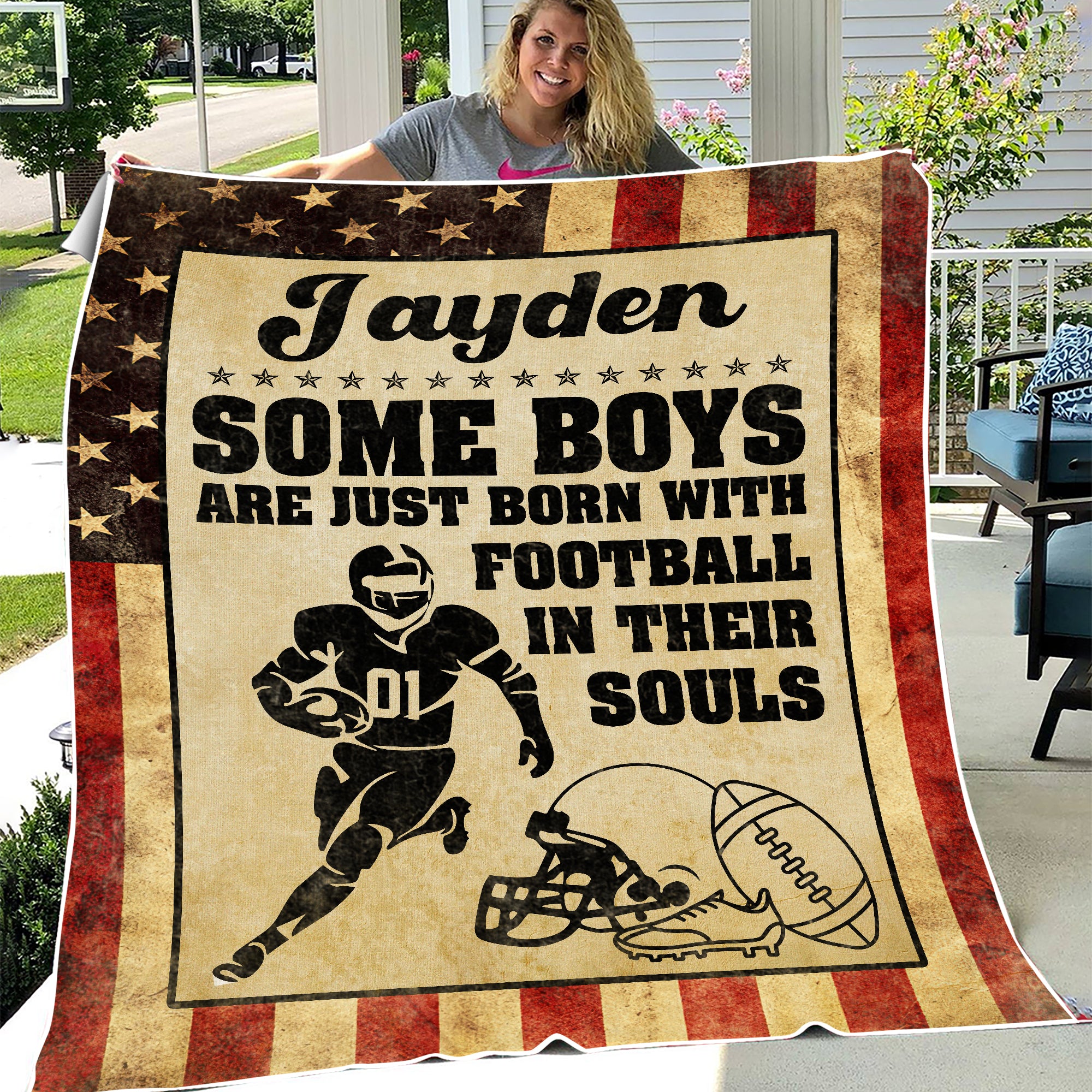 Personalized Football Blanket, Custom Son American Football Blanket, To My Son Blanket, Football Lovers Blanket, Message Blanket, Sport Blanket