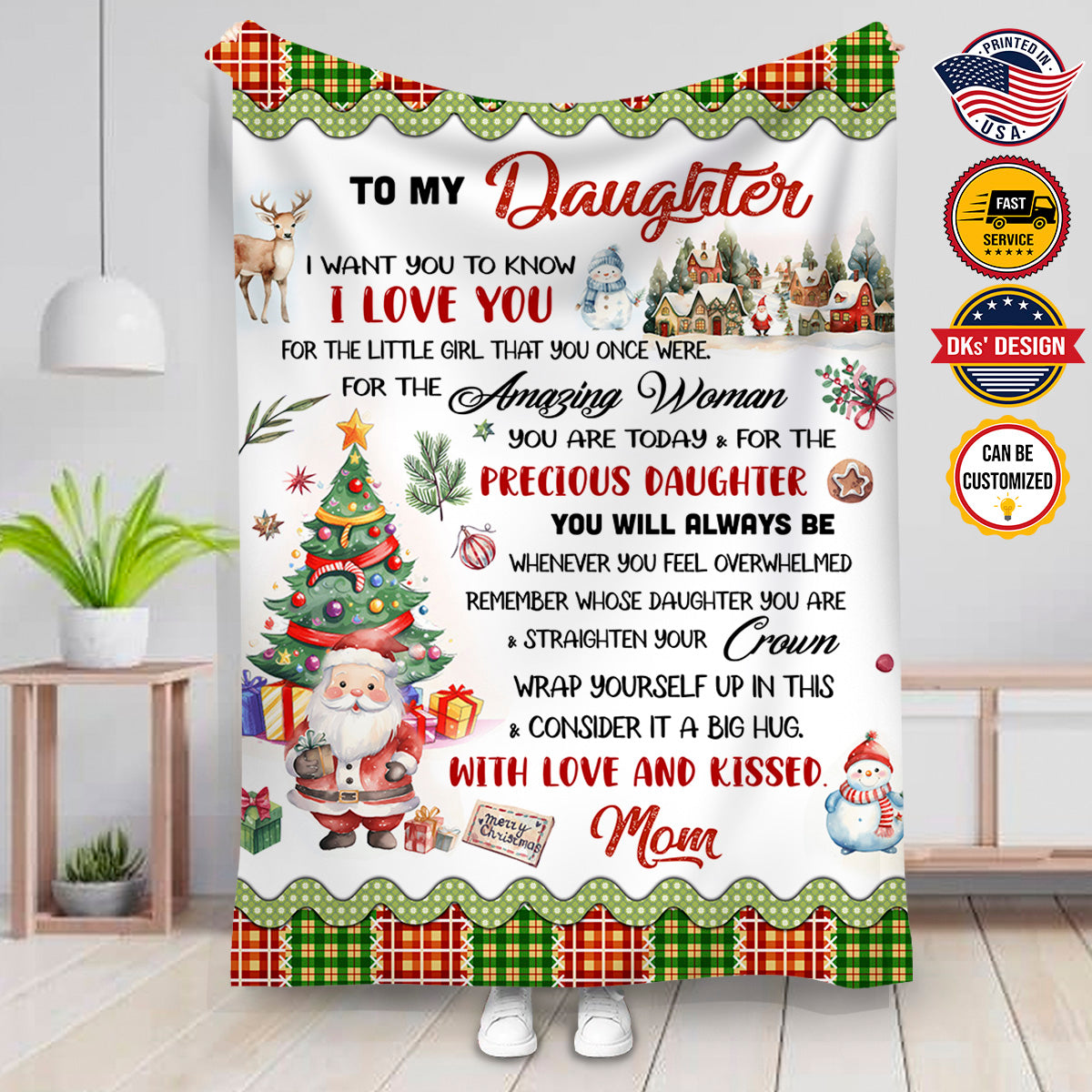 Personalized To My Daughter Merry Christmas Blanket, Christmas Gift Blanket, Custom Teen Kid Blanket, Daughter Christmas Blanket, Christmas Gifts