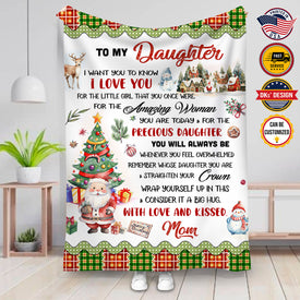 Personalized To My Daughter Merry Christmas Blanket, Christmas Gift Blanket, Custom Teen Kid Blanket, Daughter Christmas Blanket, Christmas Gifts