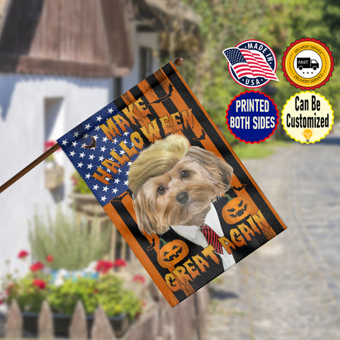 Image of Personalized Pet Halloween Flag, Custom Double Side Dog Cat TRUMP Flag, Made Halloween Great Againn Flag, Halloween Gift