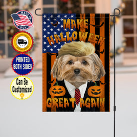 Personalized Pet Halloween Flag, Custom Double Side Dog Cat TRUMP Flag, Made Halloween Great Againn Flag, Halloween Gift