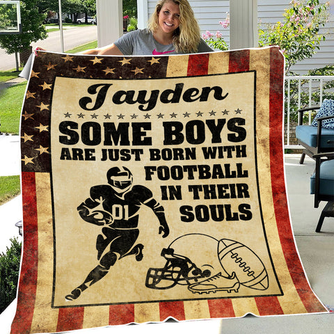 Image of Personalized Football Blanket, Custom Son American Football Blanket, To My Son Blanket, Football Lovers Blanket, Message Blanket, Sport Blanket