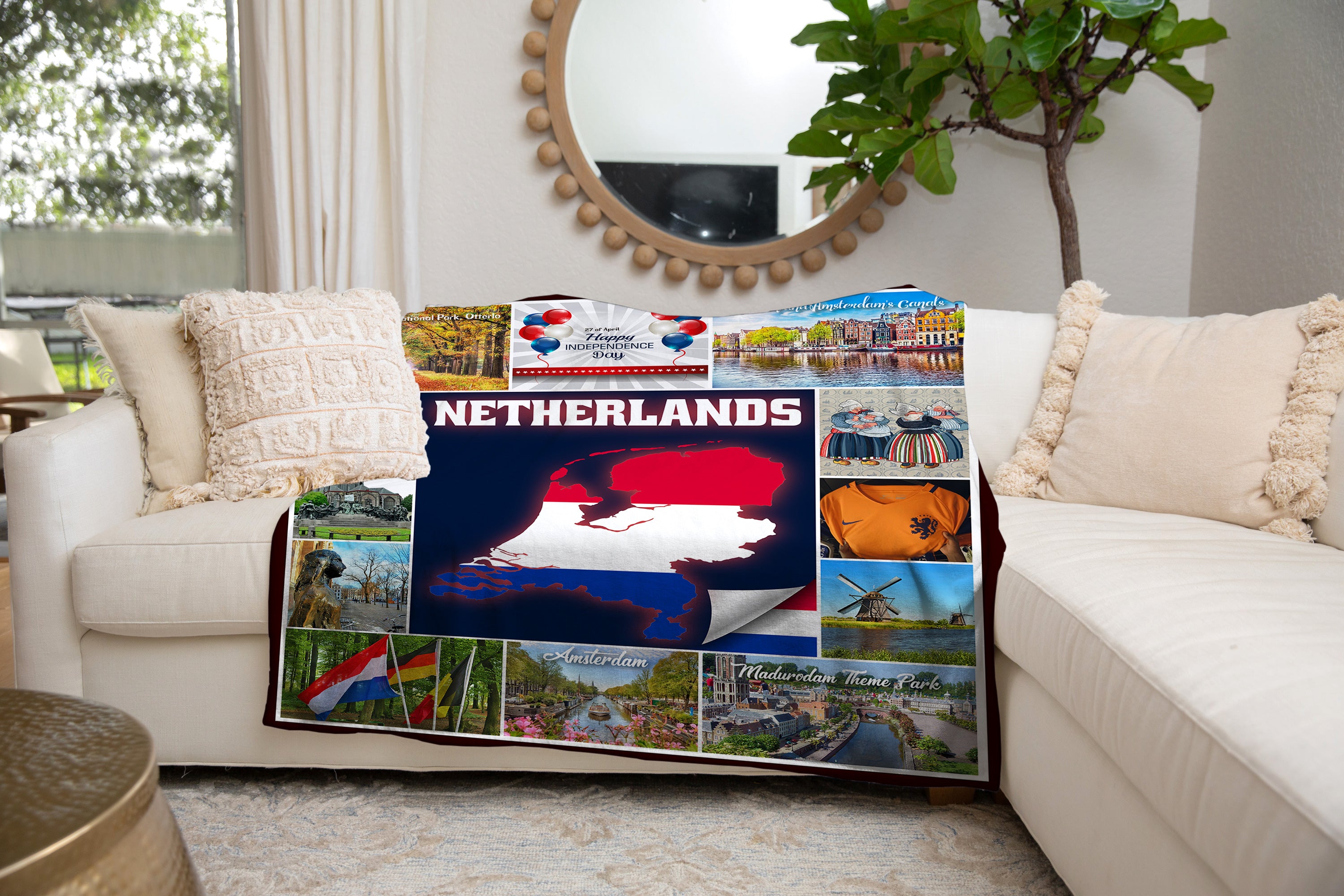 Personalized NETHERLANDS Custom Blanket, Minky Blanket, Fleece Blanket, Sherpa Blanket, Gift for Mom, for Her