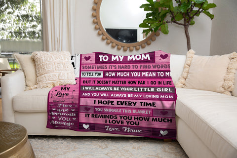 Image of USA Printed Custom Blanket, To My Mom Blanket, Personalized Blanket, Message Blanket, Mother's Day Blanket, Gift for Mom, Gift from Daughter