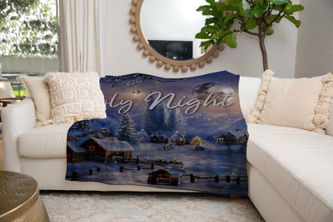 Image of Personalized Holy Night Blanket, Personalized Blanket, Christmas Blanket, Sherpa Blanket, Fleece Blanket, Christmas Gift