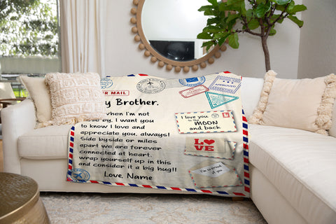 Image of Personalized Letter To My Brother Blanket, Custom Brother Blanket, Letter Blanket, Message Blanket, Birthday Gift Blanket for Sibling