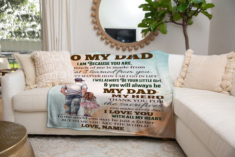 Image of Personalized To My Dad Blanket, Dad & Daughter Message Blanket, Father's Day Blanket, Gift for Dad, Gift from Daughter, Father's Day Gift