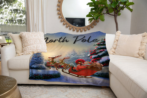 Image of USA Printed Custom Blanket, North Pole Blanket, Personalized Blanket, Christmas Blanket, Sherpa Blanket, Fleece Blanket, Christmas Gift