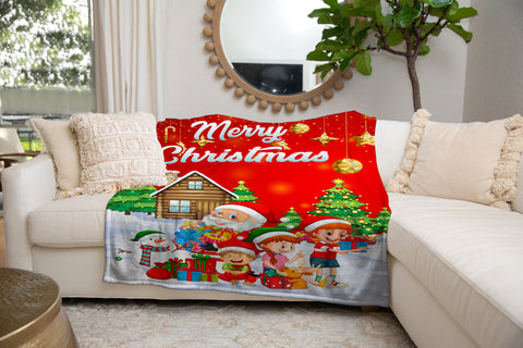 Image of Personalized Merry Christmas Minky Blanket, Sherpa Blanket, Fleece Blanket, Kids Christmas Gift