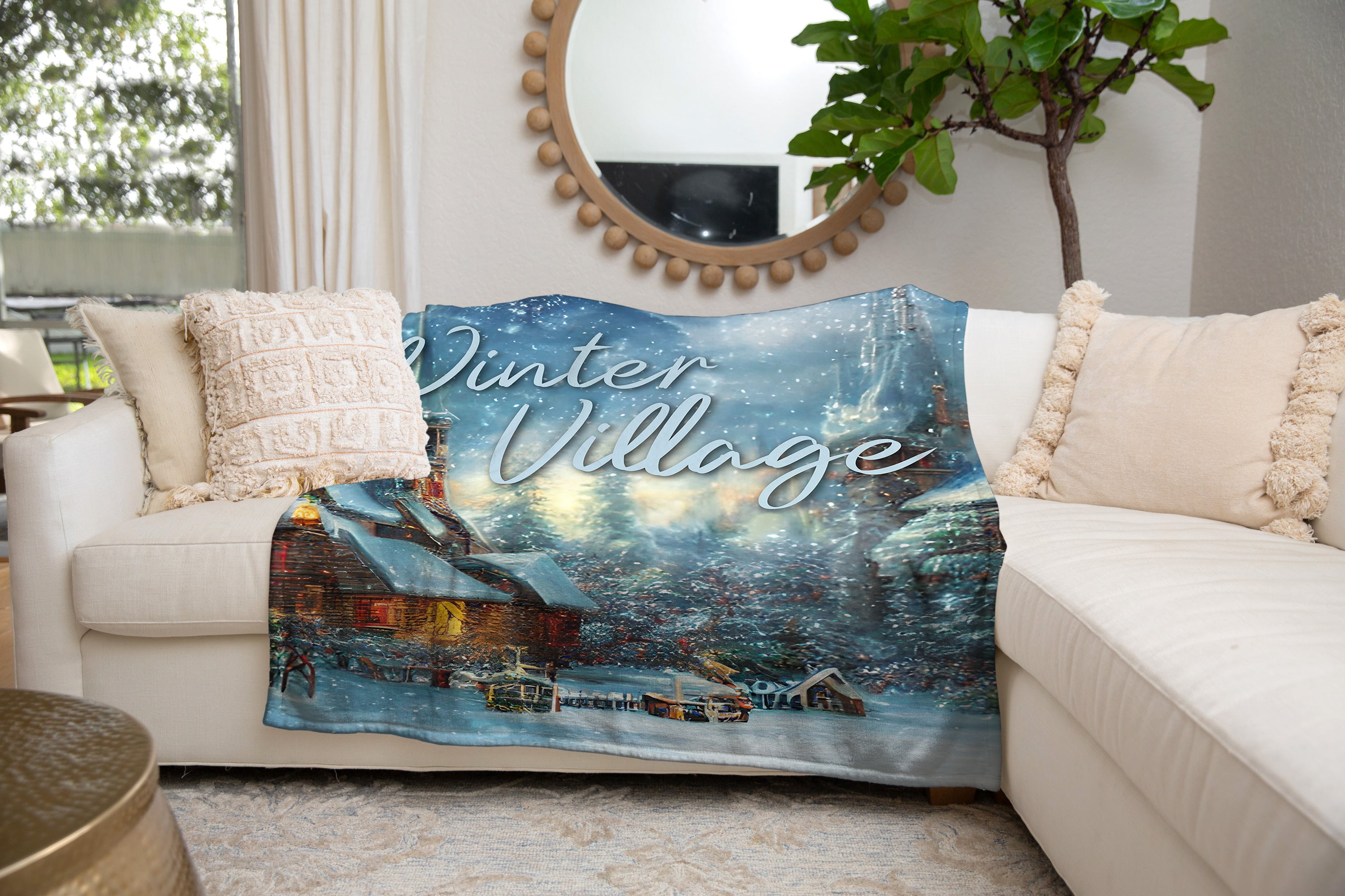 Personalized Winter Village Blanket, Custom Christmas Blanket, Christmas Winter Blanket, Christmas Village Blanket, Christmas Gift