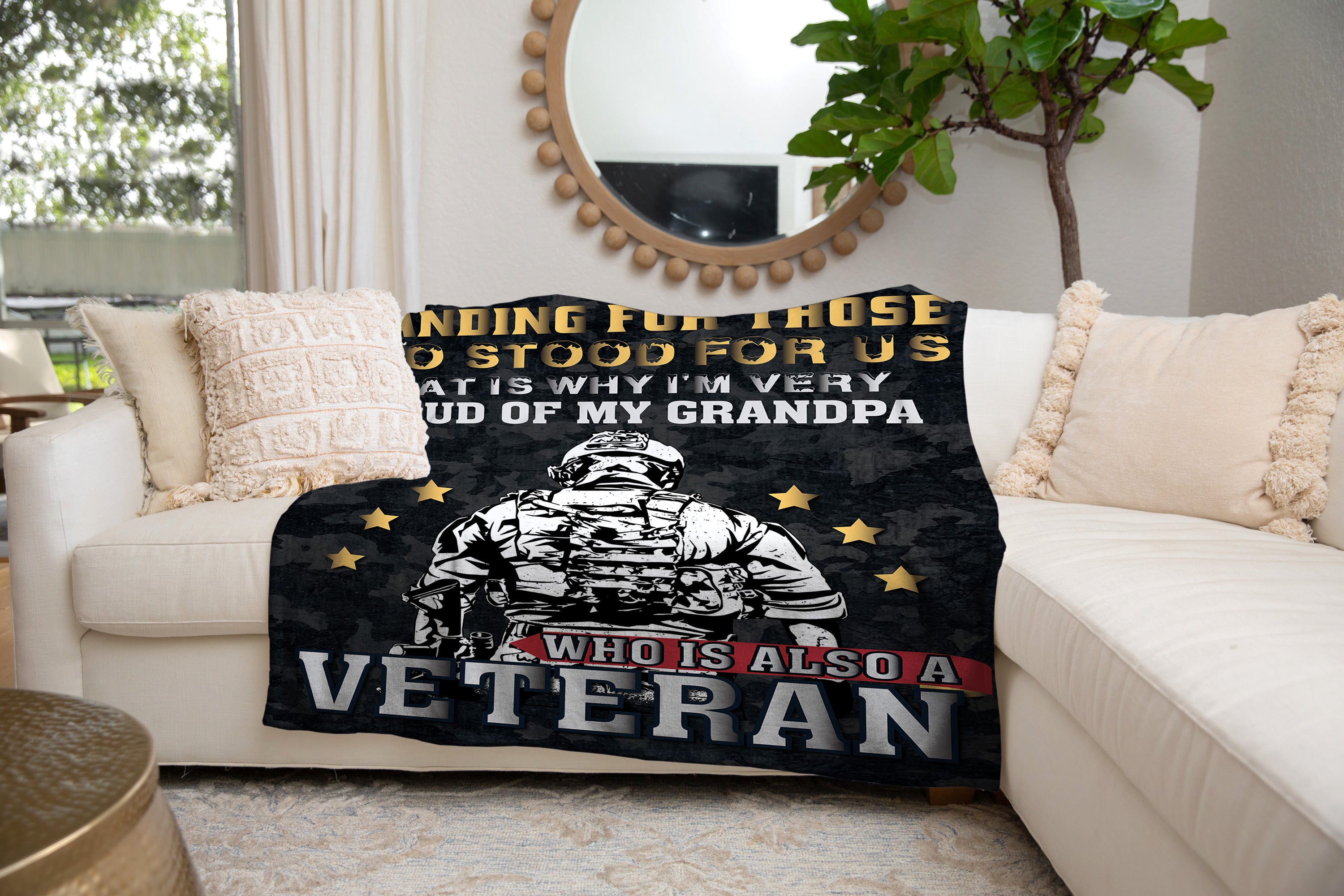 Personalized Veteran Blanket, Custom US Veteran Blanket, Message Blanket, Blanket for Veterans, Veteran Dad Gift