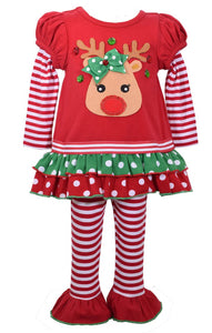 Bonnie Jean Little Girls Christmas Reindeer Legging Set