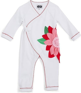 Mud Pie Little Girls Christmas Holiday Poinsettia Kimono One Piece