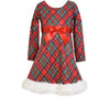 Bonnie Jean Girls Christmas Red Green Plaid Sequin Santa Dress