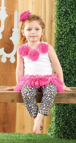 Mud Pie Little Girls Pink Leopard Skirt And Legging Set