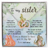 To My Sister Dinosaur Interlocking Hearts Necklace With Message Card Gift for Sister