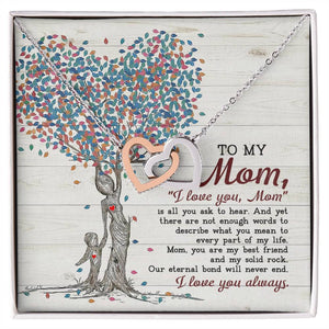 Tree Heart To My Mom Interlocking Hearts Necklace With Message Card Gift for Mom